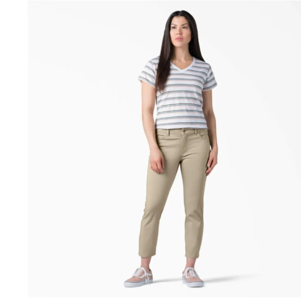 NWT Dickie's Perfect Shape Skinny Fit Capri Pants In Rinsed Oxford Stone - Image 2