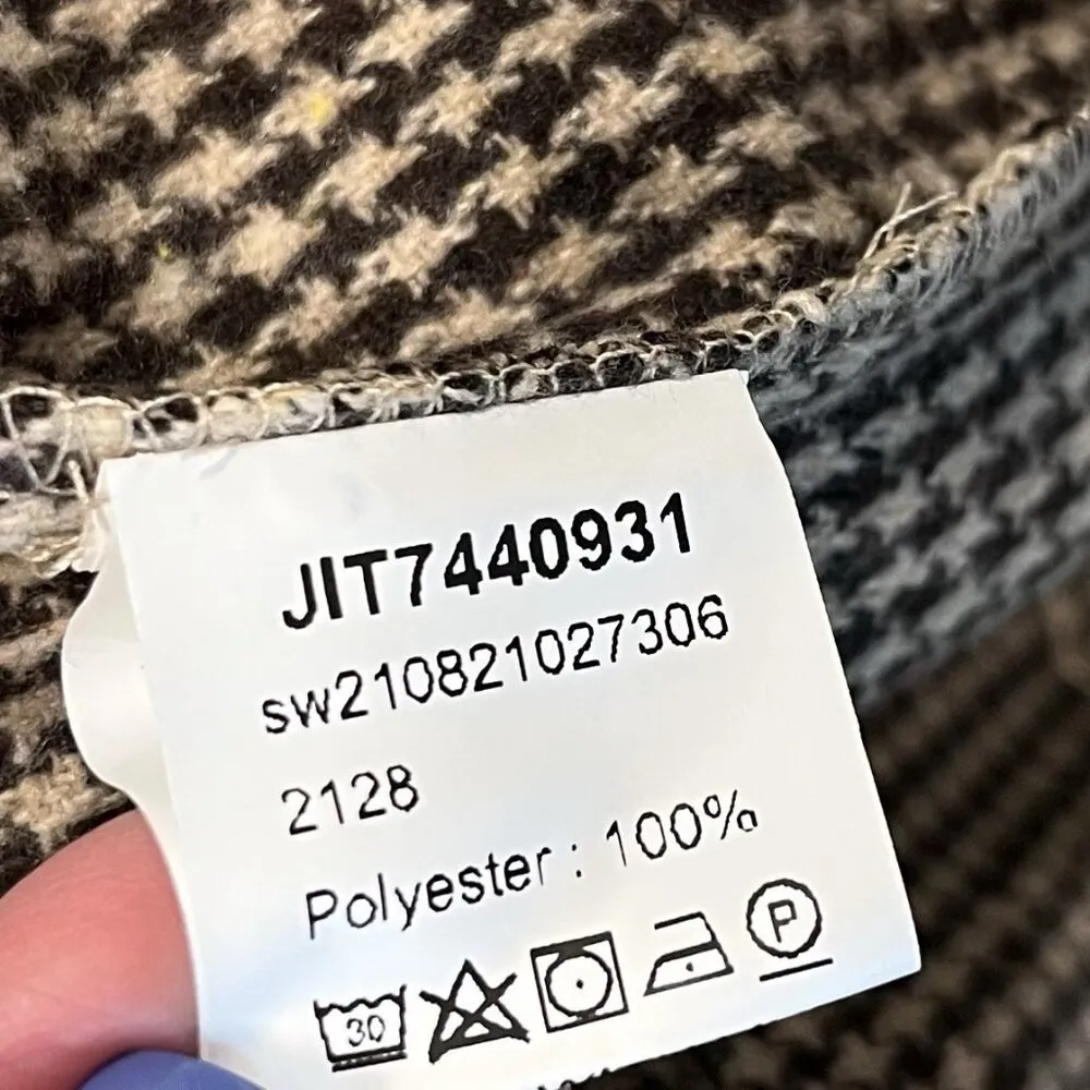 SHEIN Houndstooth Zip Up Flap Pocket Raglan Sleeve Jacket S - Image 8