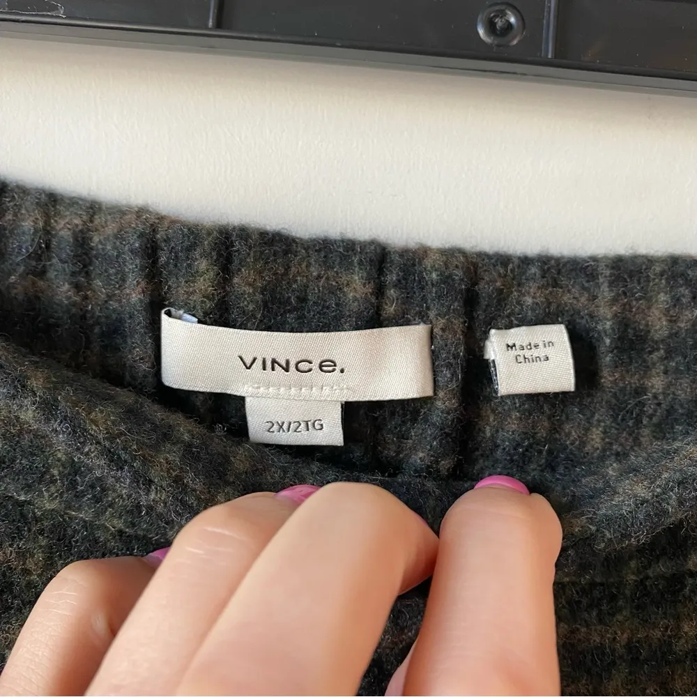 Vince  Check Plaid Wool Cashmere Easy Pull On Pants 2X - Image 4