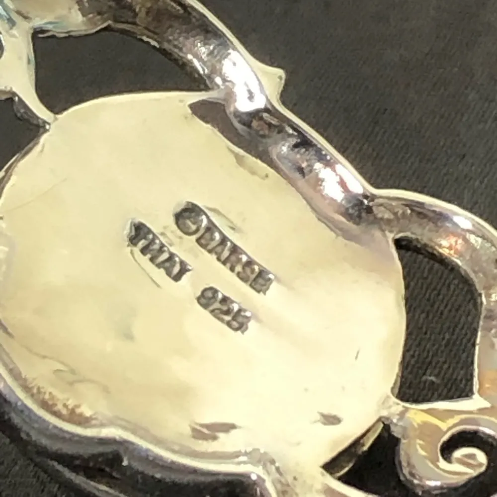 BARSE Sterling Silver Scroll Filigree Overlay Black Onyx Cabochon Cuff Bracelet - Image 9