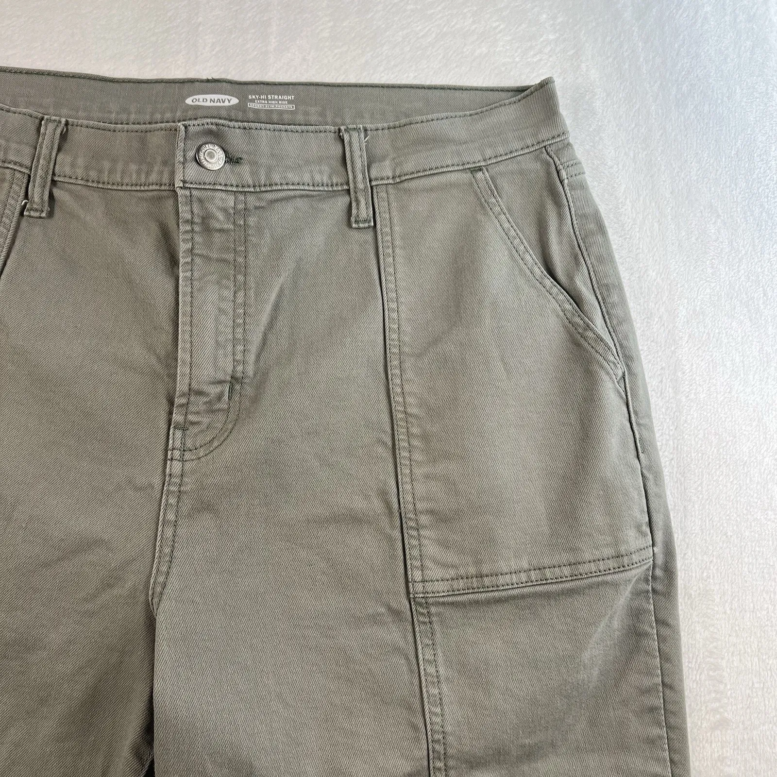 Old Navy Sz 16 Sky-Hi Straight Extra High Waisted Pop Color Utility Jeans Grey - Image 4