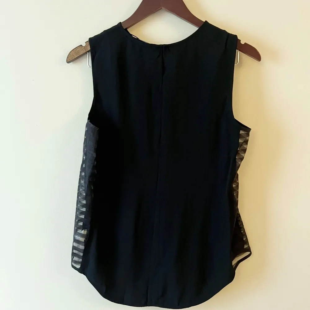 Zara Black Tank top Sheer Striped Side Panels Size Medium NEW $59 Round Neck - Image 7