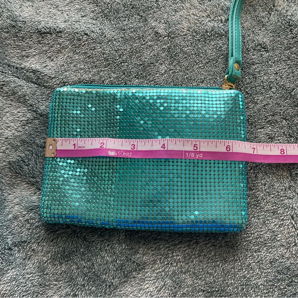 Sequin Wristlet Clutch‎ in Teal Blue - Image 8