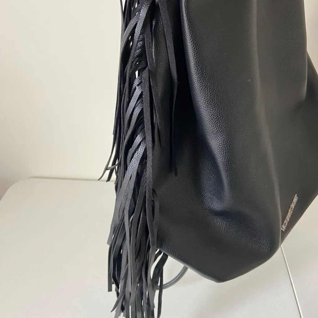 NEW Victoria’s Secret faux leather‎ black fringe tassel backpack purse bag - Image 5