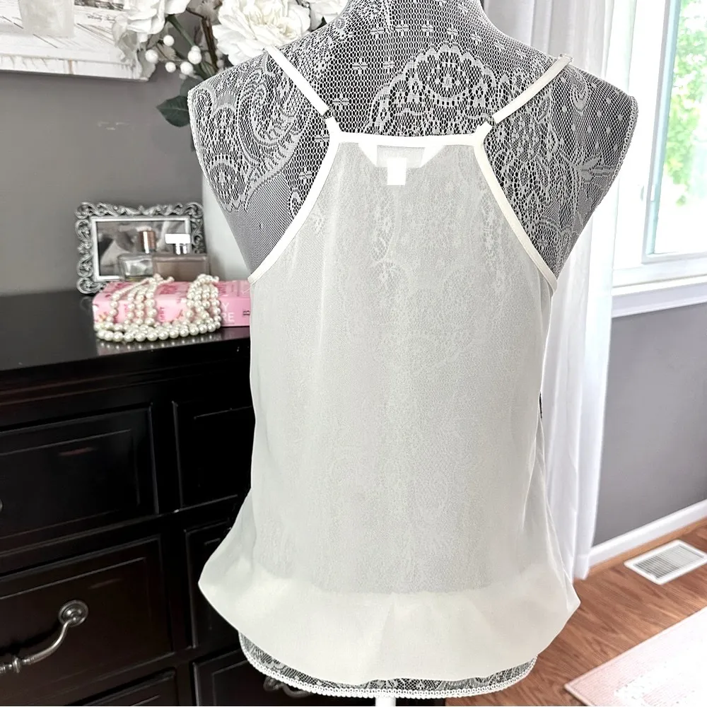 Black Sequin Button Front Tank Top by Charlotte Russe Size M - Image 6