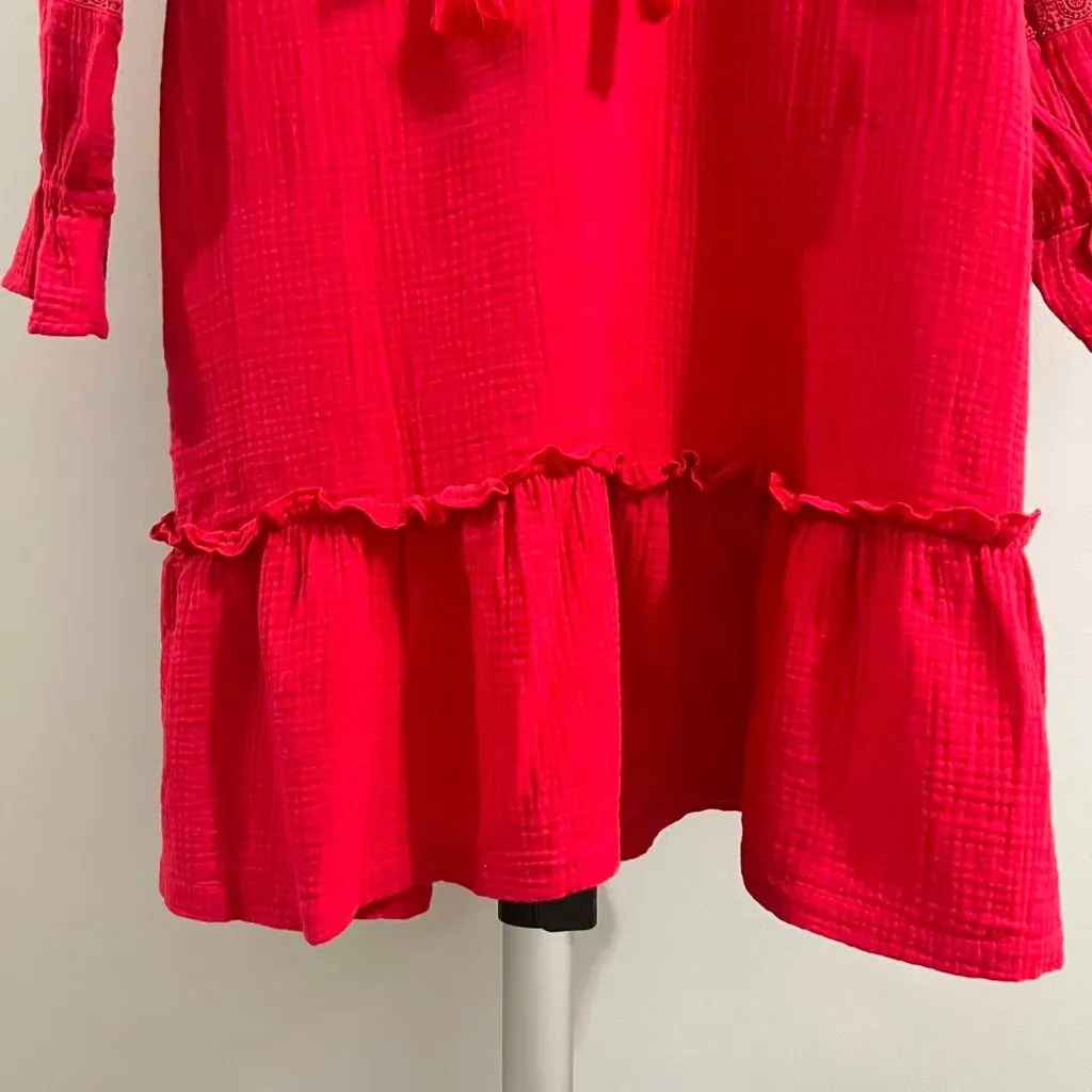 NWOT JOHNNY WAS Calme Floral Embroidered Cotton Gauze Tassel Mini Dress Size S - Image 9