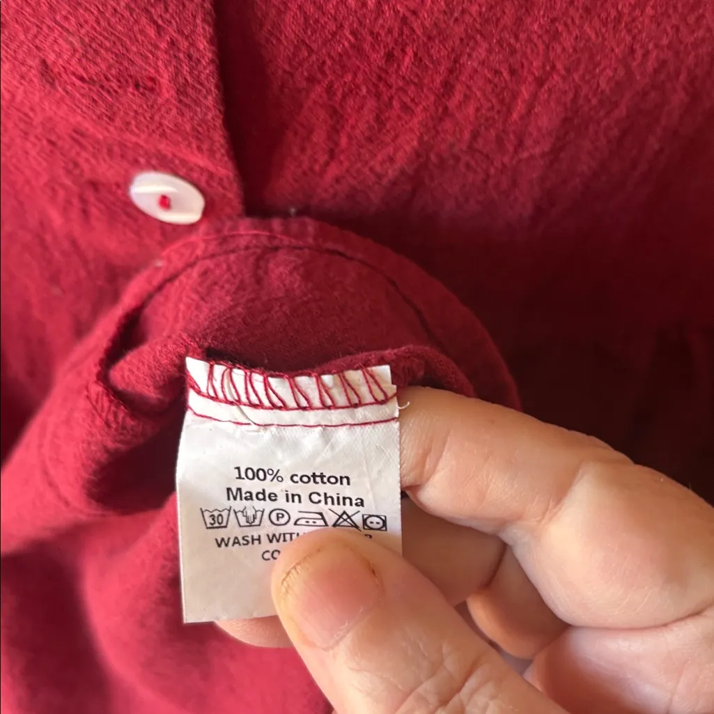 Zanzea Burgundy Button-Up Blouse xxl - Image 4