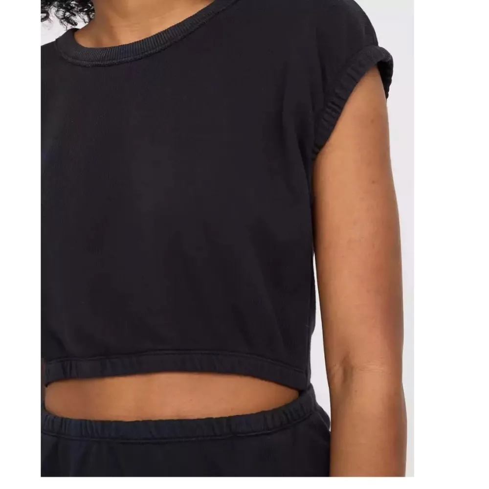 NWOT OFFLINE By Aerie Weekend Fleece Cut Out Dress True Black Small - Image 2