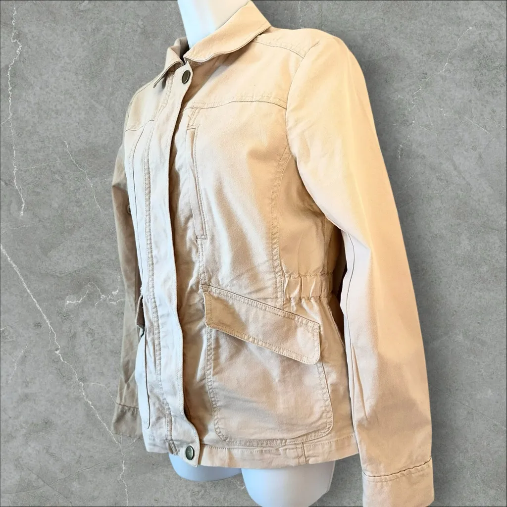 LOFT Beige Utility Jacket-Lightweight Cotton Twill with Pockets (980) - Image 6