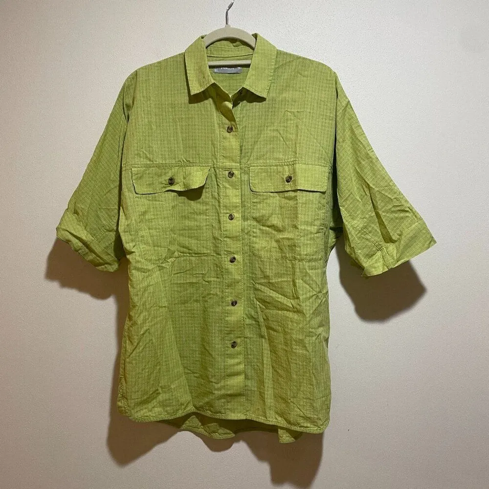 Everlane Sz XS The Cotton Tourist Shirt Oversized Button Down Green Short Sleeve - Image 4