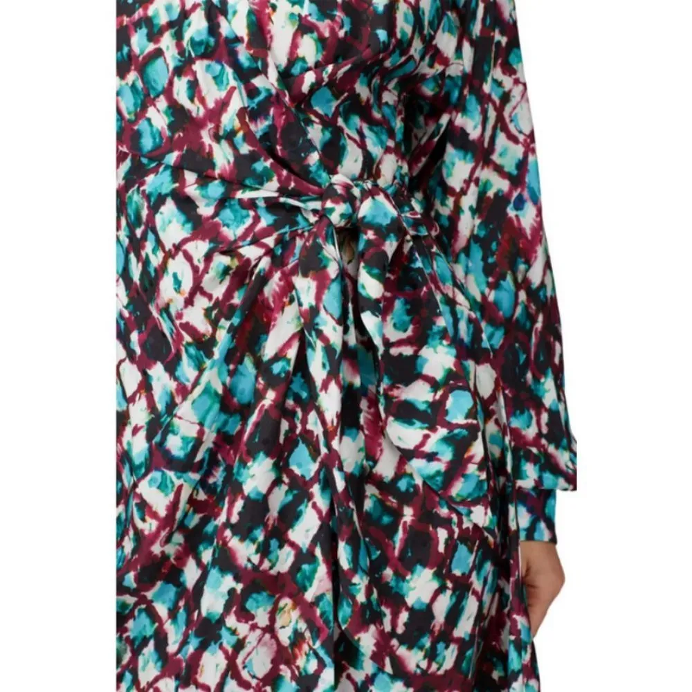 💕SALONI💕 Mari Wrap Dress ~ Amrita Watercolor US 2 Mini 100% Silk Charmeuse - Image 10
