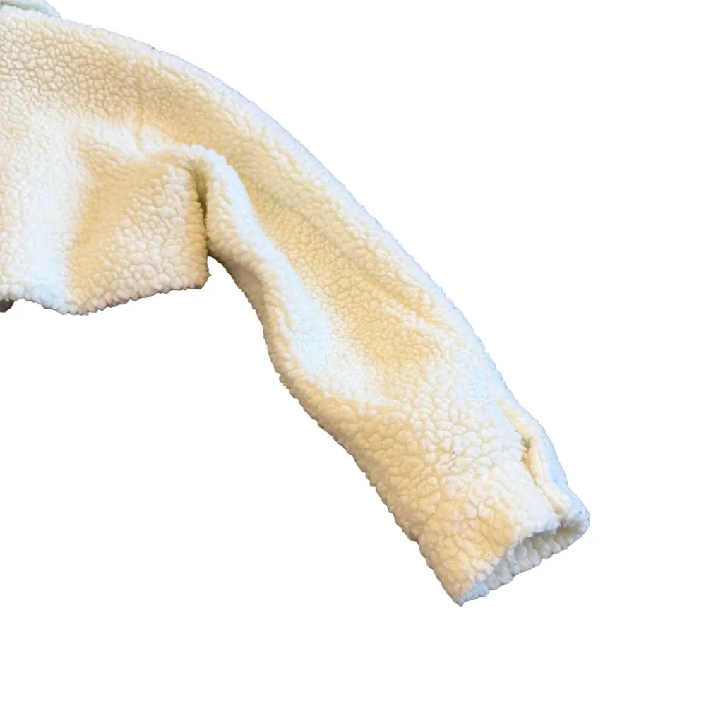 Naked Wardrobe White Cropped Length Sherpa Fleece Fuzzy Jacket Coat Size Medium - Image 8