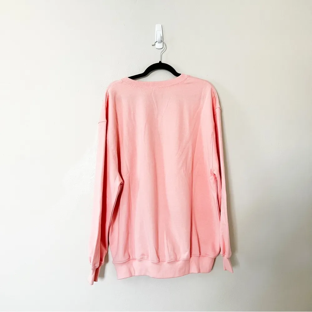 NWT FOR LOVE AND LEMONS Crewneck Fleeced Sweatshirt Pink Small - Image 94