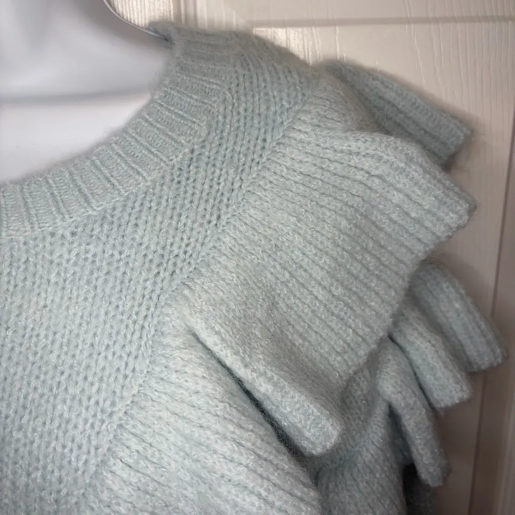 Lost + Wander Stay Humble Sweater Exaggerated Ruffle Baby Blue S / M NWT - Image 7