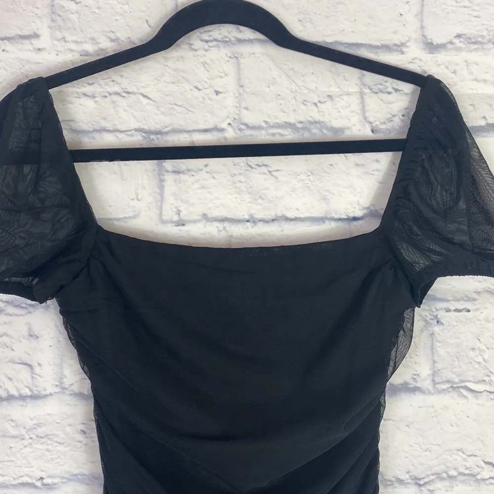 Princess Polly Charvi black mesh cap sleeve bodycon mini dress 6 - Image 3