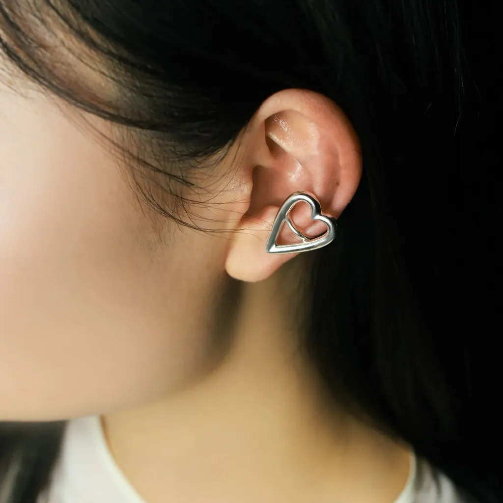 E.M. Heart Motif Single Ear Cuff Silver 925 2303 - Image 4