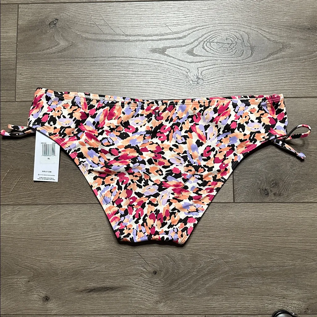 Hurley Floral Two Piece Bikini Swim Suit Multicolor Pink Orange Surf Size XL - Image 4