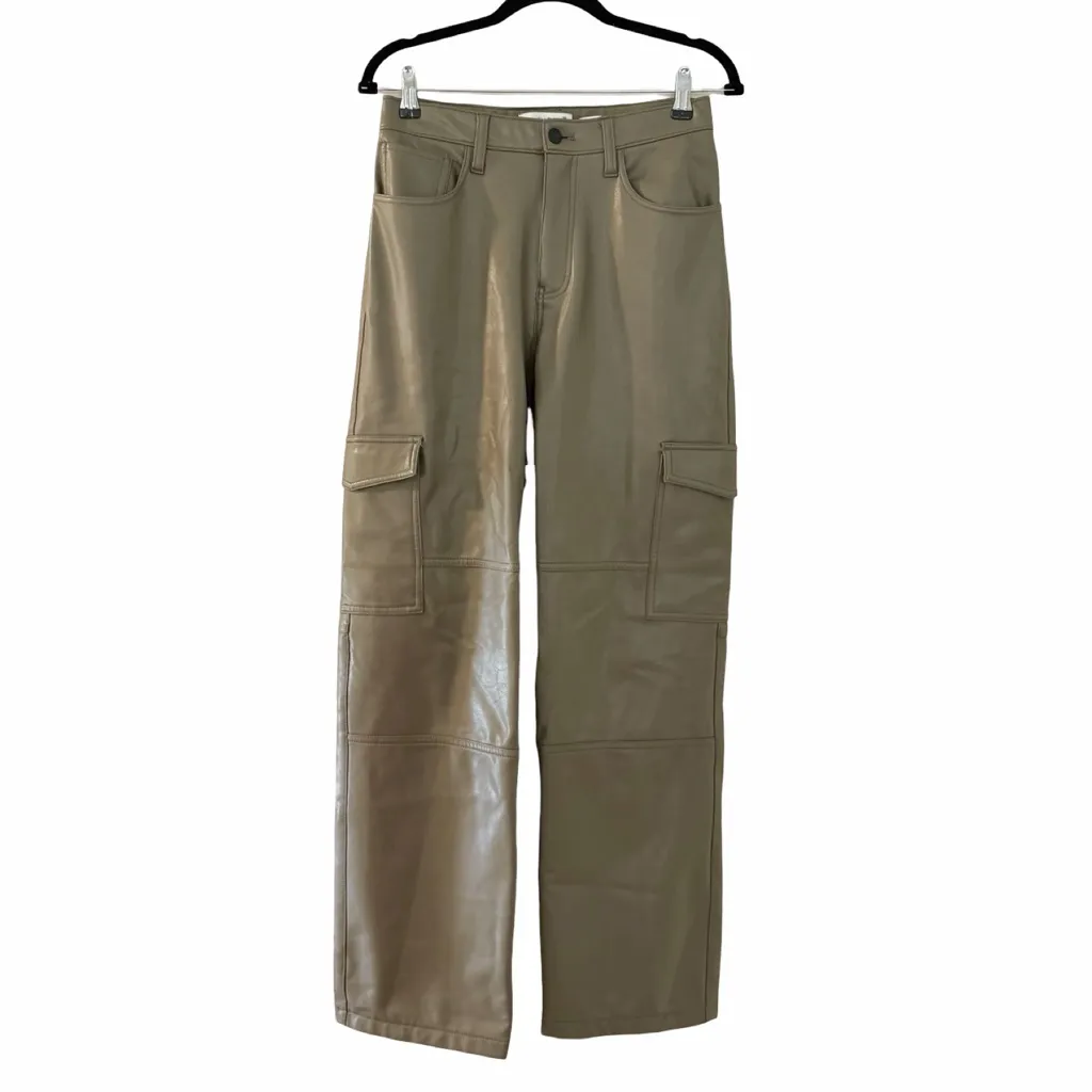 ABERCROMBIE & FITCH The 90’s Relaxed Jean High Rise Pants Vegan Leather Sz 28 - Image 2