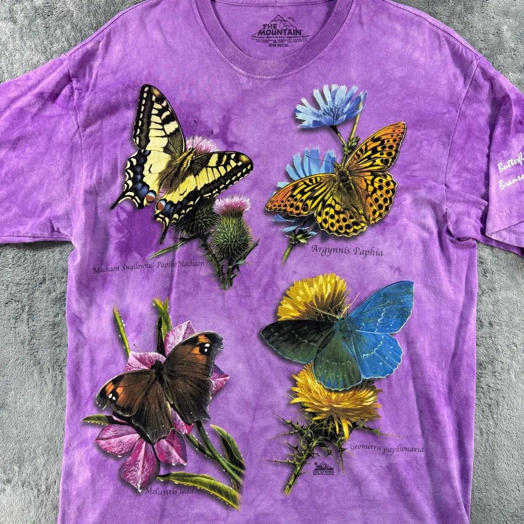 Vintage Y2K The Mountain Butterfly Purple Nature Bug Flower Garden Made in USA - Image 3