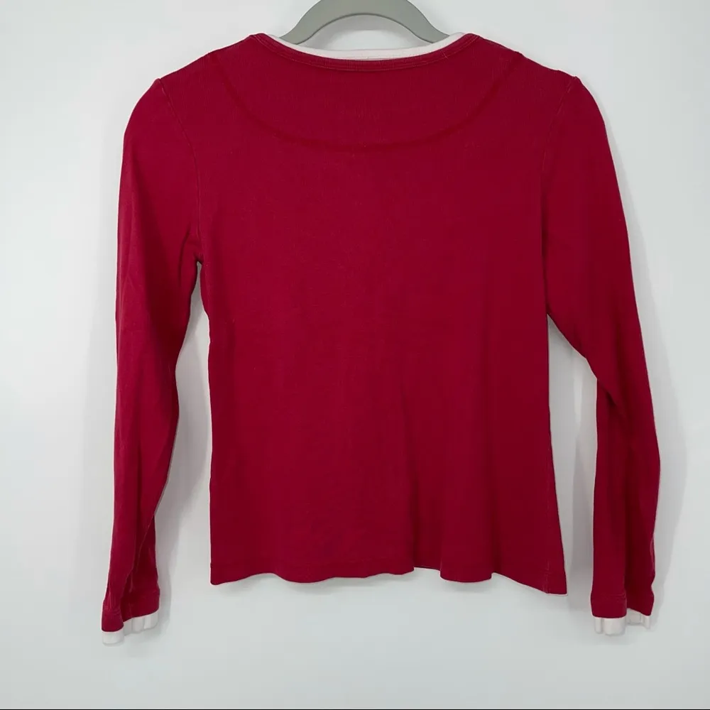 FADED GLORY RED & WHITE COTTON LONG SLEEVE SMALL - Image 2