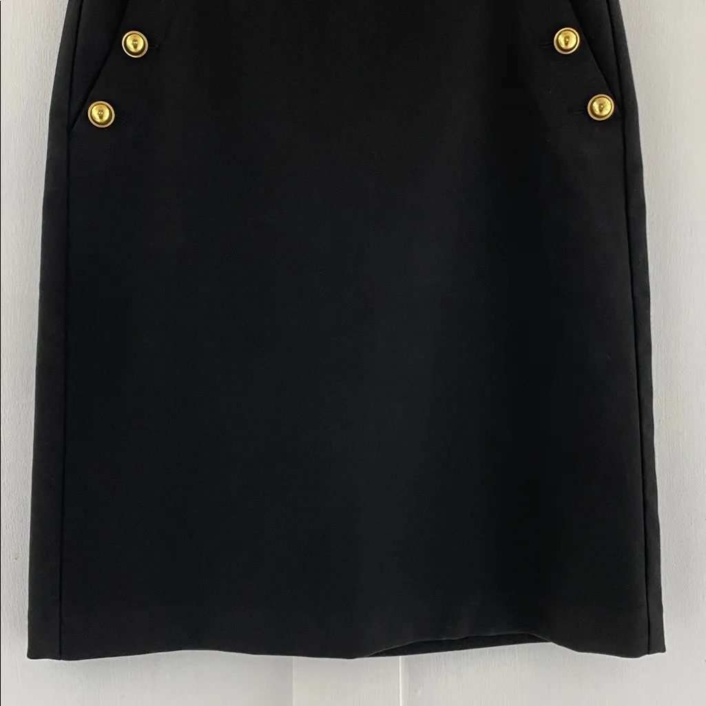 LOFT Sailor Pencil Skirt Gold Tone Buttons Nautical Professional in Black Size 8 - Image 6