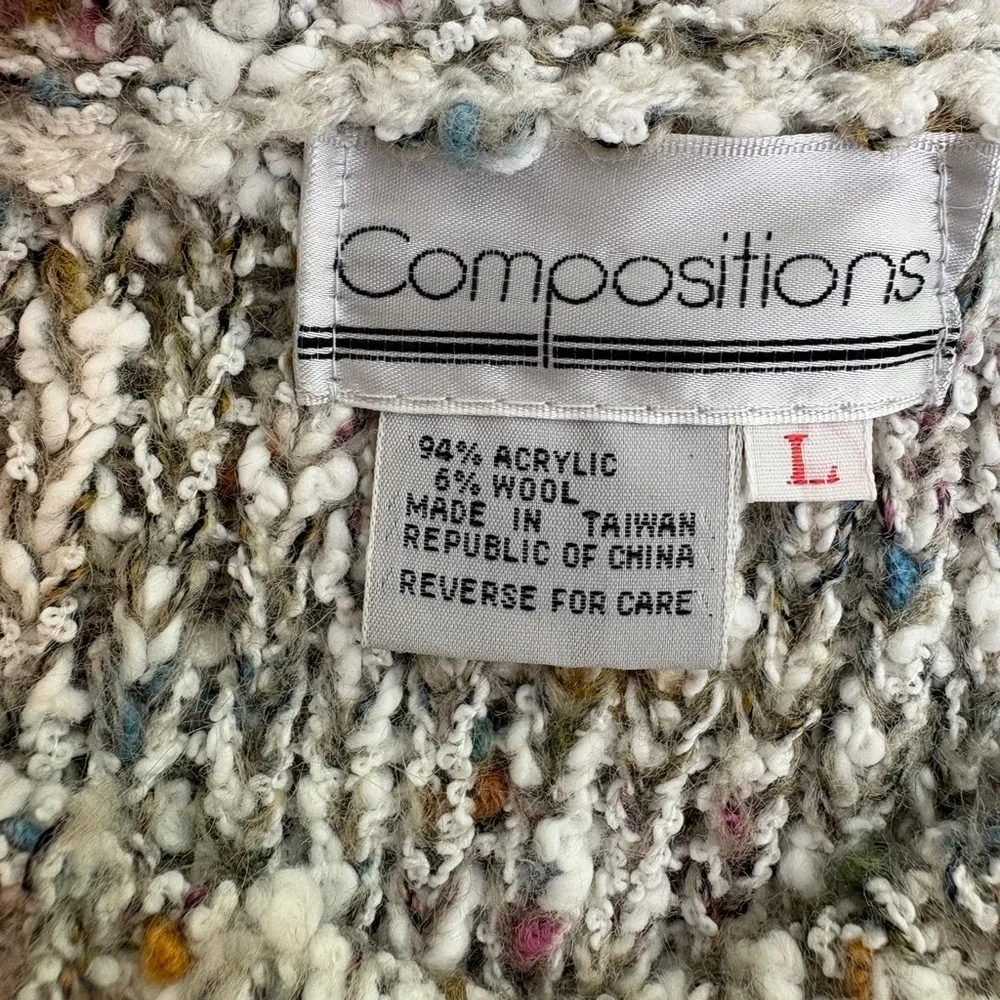 ⭐️VINTAGE Compositions Marled Knubby Knit Sleeveless Multicolor Sweater Blue Size M - Image 7