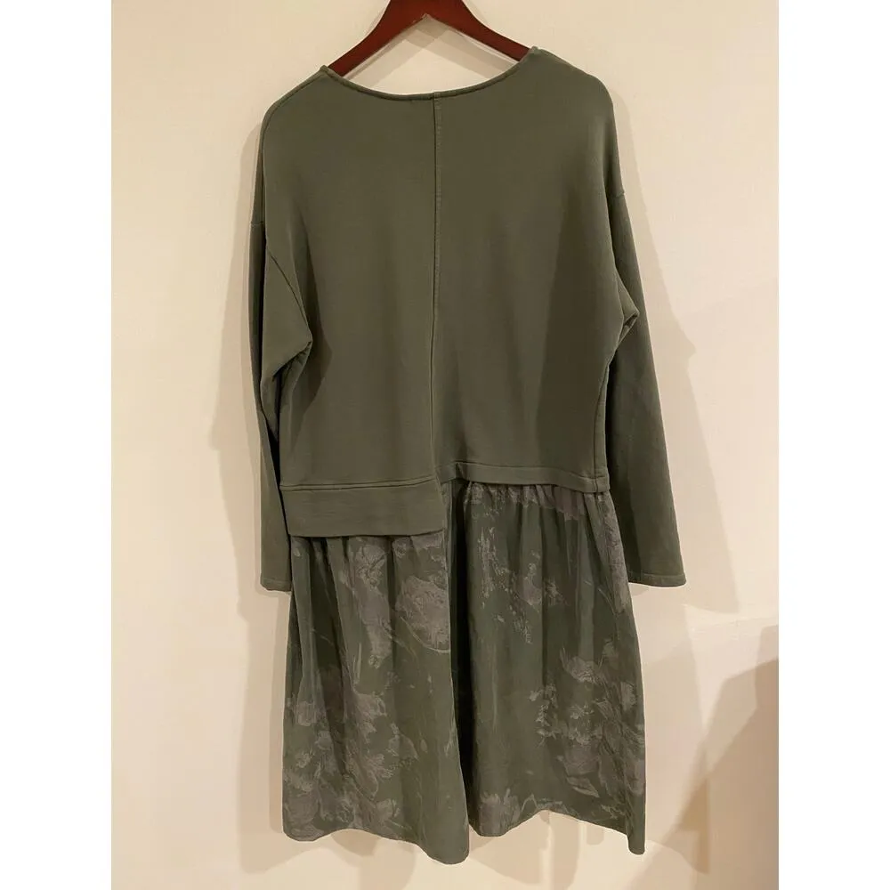 Lands Downunder Olive Green Tie Dye Sweatshirt Dress Made in Italy Women’s Small - Image 2