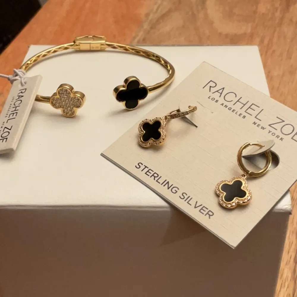 NWT Rachel Zoe Sterling Silver Clover Bracelet Set - Image 9