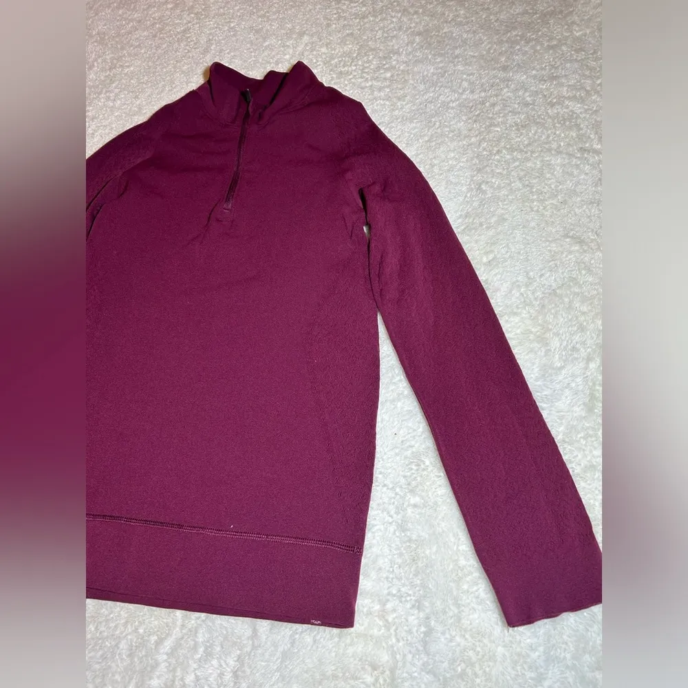 Lululemon Burgundy Quarter Zip‎ Sweater Size 4 - Image 2