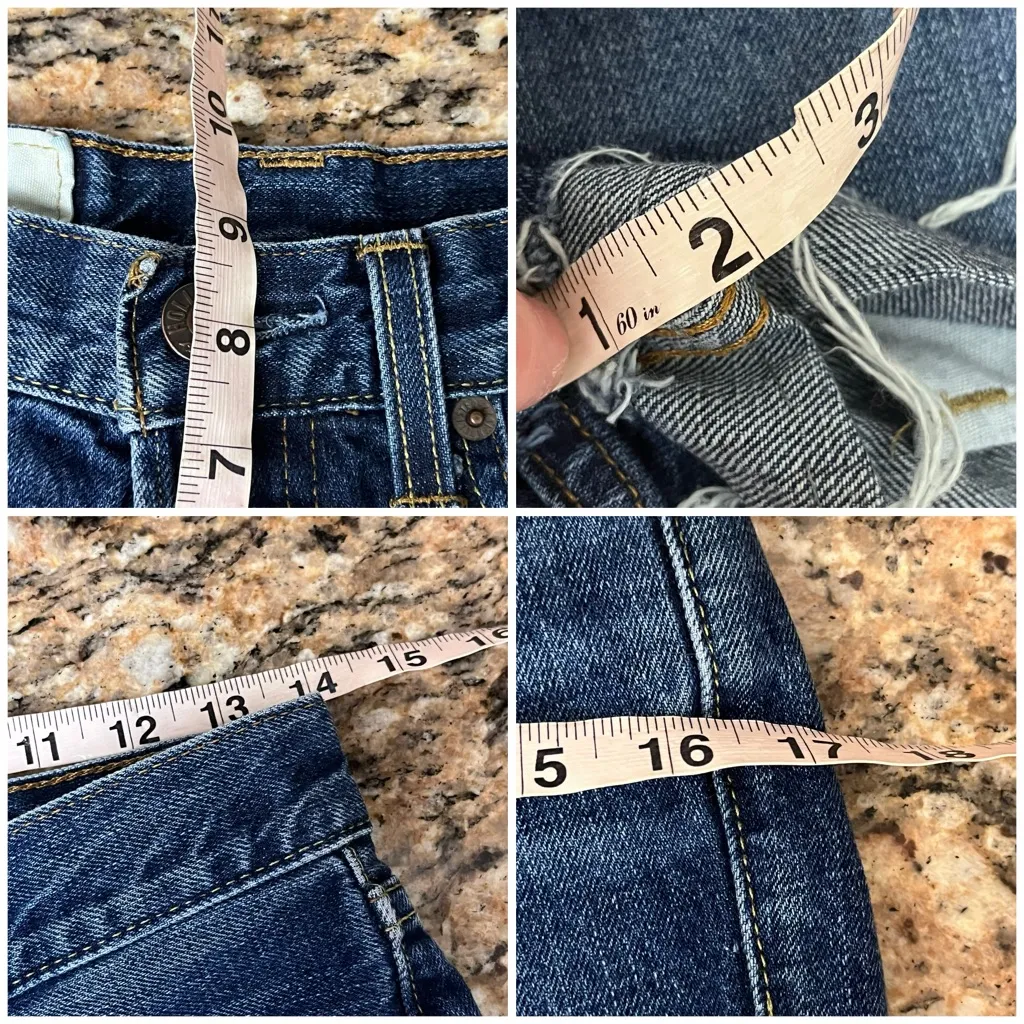 Hollister Low Rise Y2K Button Fly Denim Cut Off Shorts 28” Waist Preppy Coastal - Image 4