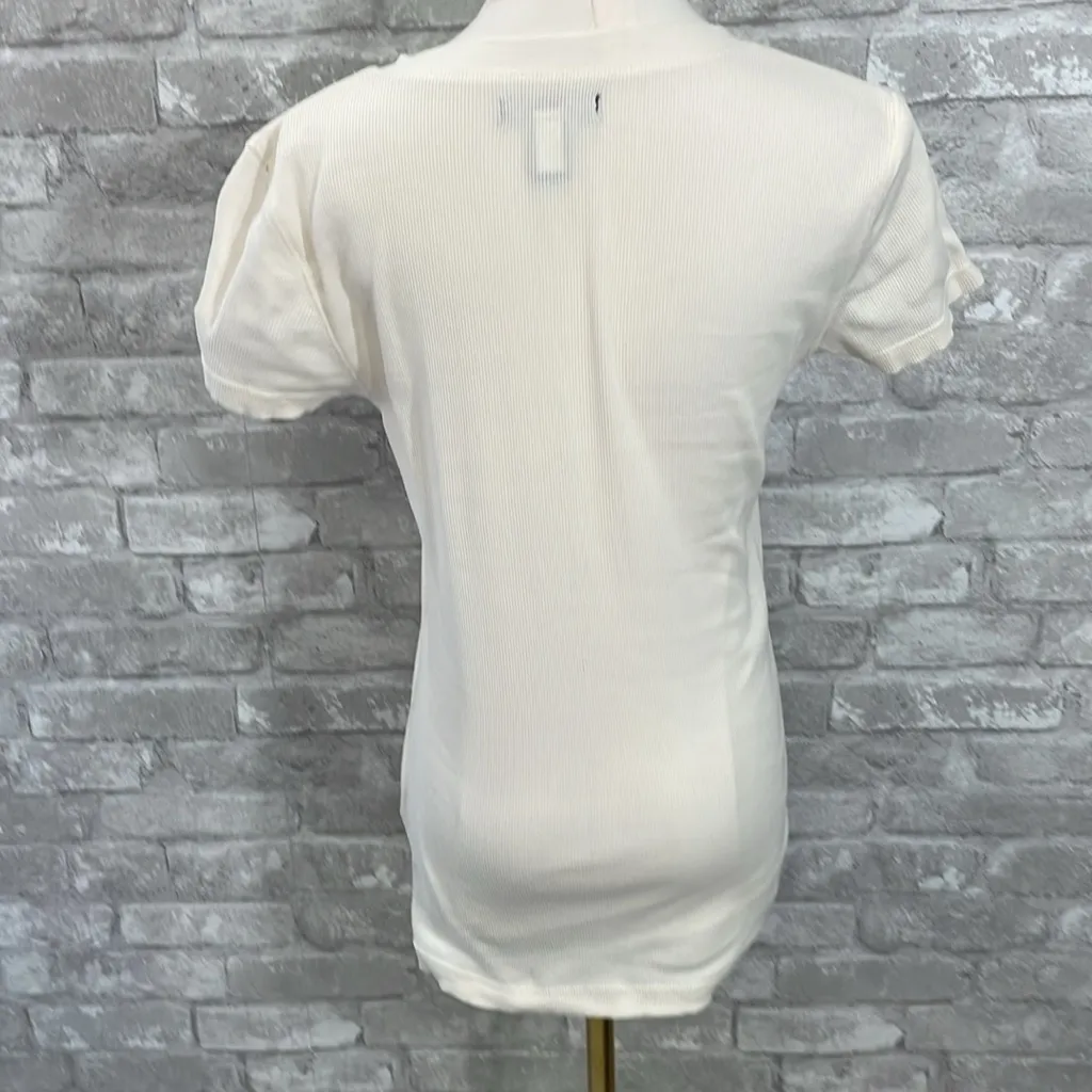 Chaps Cream Short Sleeve Henley Top - Image 4