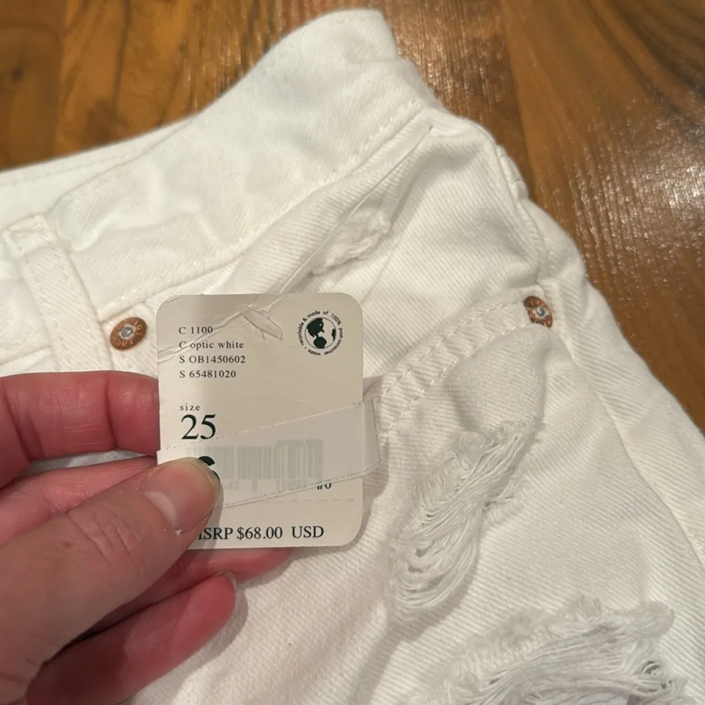 Free People white denim distressed short women‎ size 25 NWT - Image 4