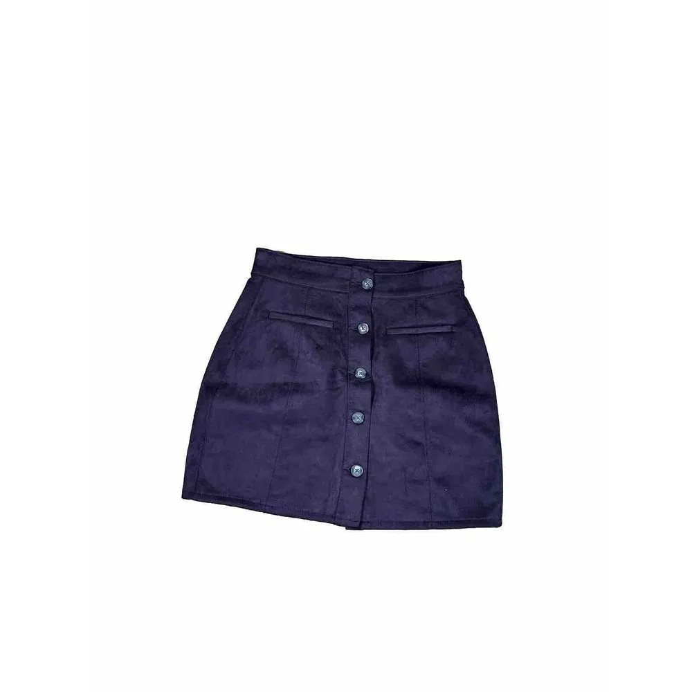 Maurice's‎ Faux Suede Brown Mini Button Front Women Skirt Sz 8 - Image 2