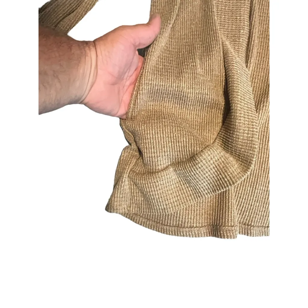 SO Open Front Cardigan Womens Size XS Brown Waffle Knit Long Sleeve Hooded - Image 6