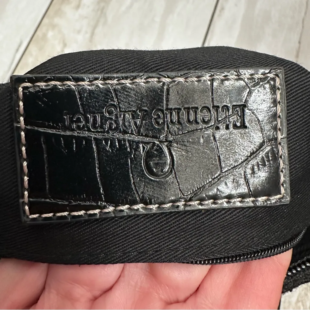 Etienne Aigner Black Linen Gold Hardware Shoulder Bag Y2K Working Girl Polished - Image 2