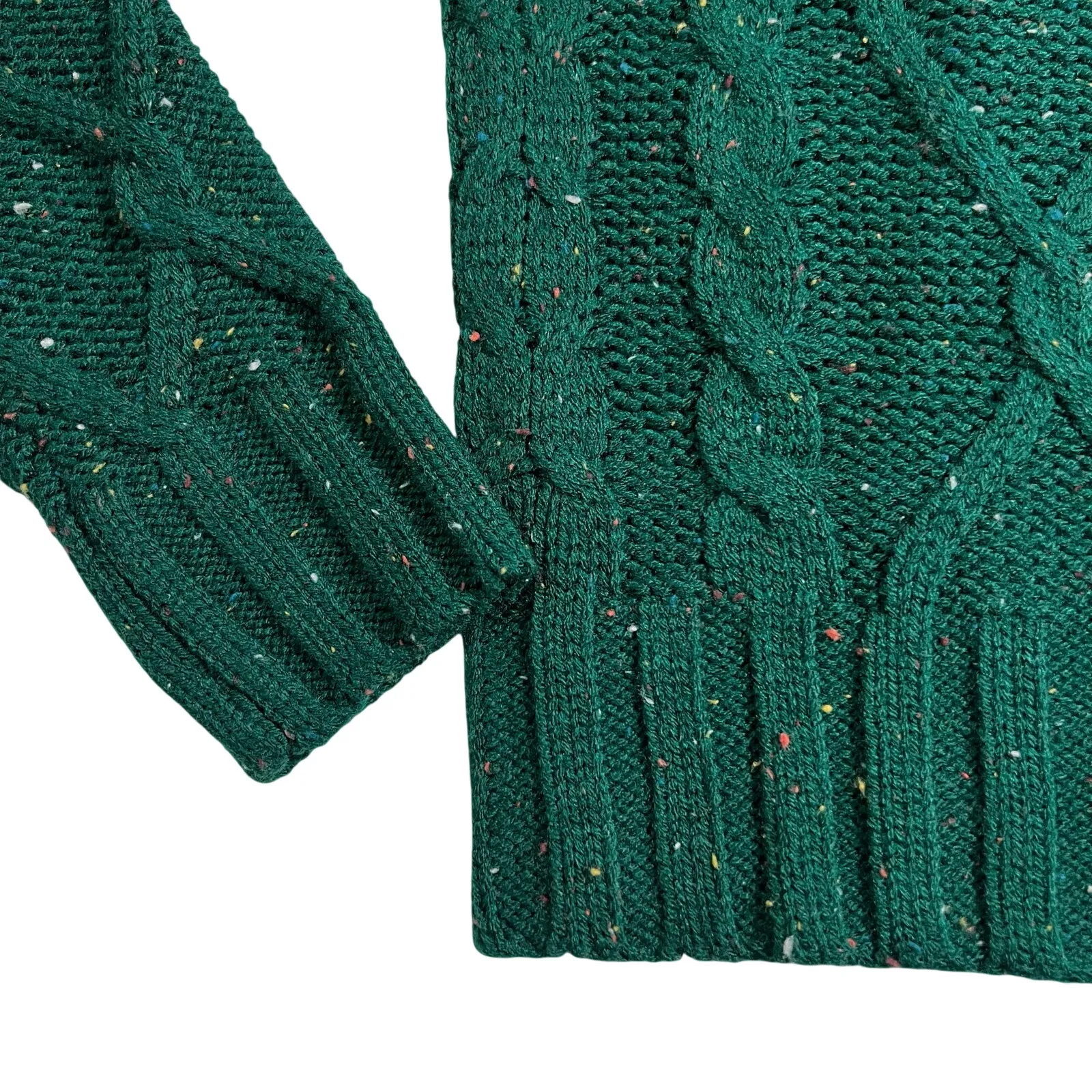 Ultra Flirt Womens Sweater Cable Knit Pullover Long Sleeves Cropped Green Small - Image 3