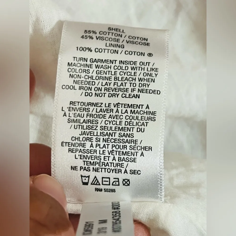 Express Cotton Blend Stripe Ruffle Wrap Dress in Cream Pink Size Medium - Image 10