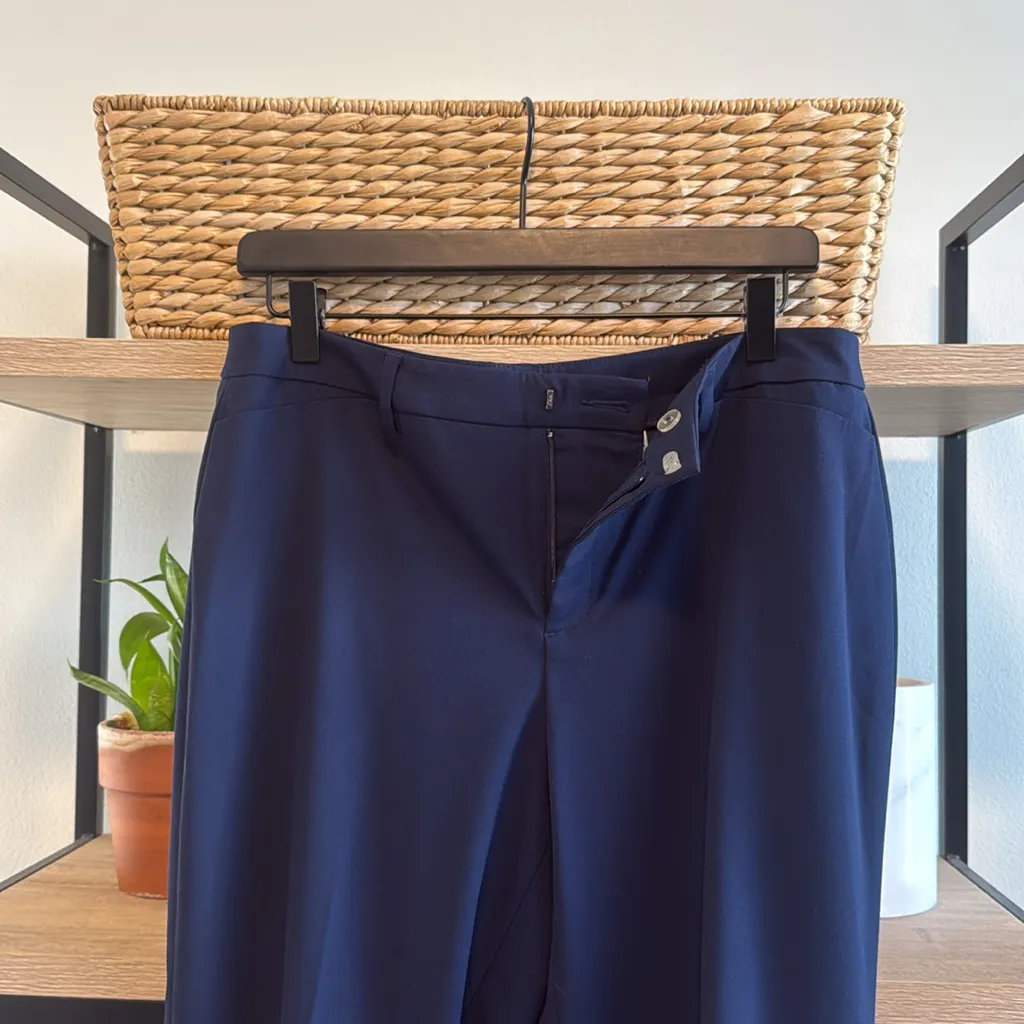 Coldwater Creek Mid-Rise Natural Navy Straight Leg Woven Career Dress Pant 10 - Image 6