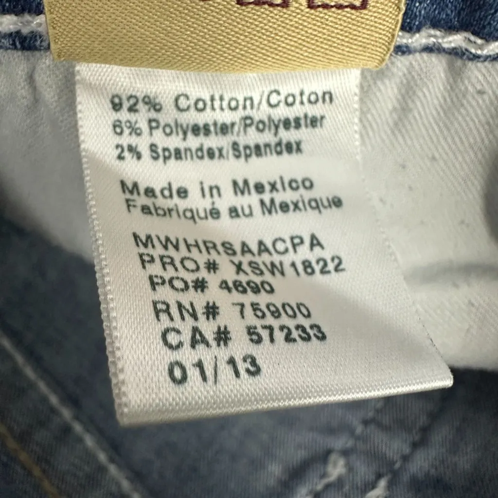 Big Star Womens Remy Low Rise Fit Denim Shorts Size 26 Blue Embroidered Pockets - Image 7