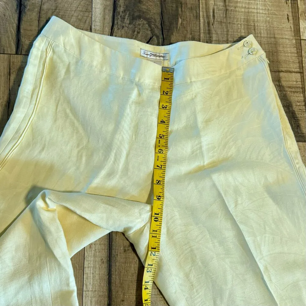 Tommy Bahama Women’s 8 Yellow Tropical Palm Tree Silk Linen Trousers Pants - Image 4