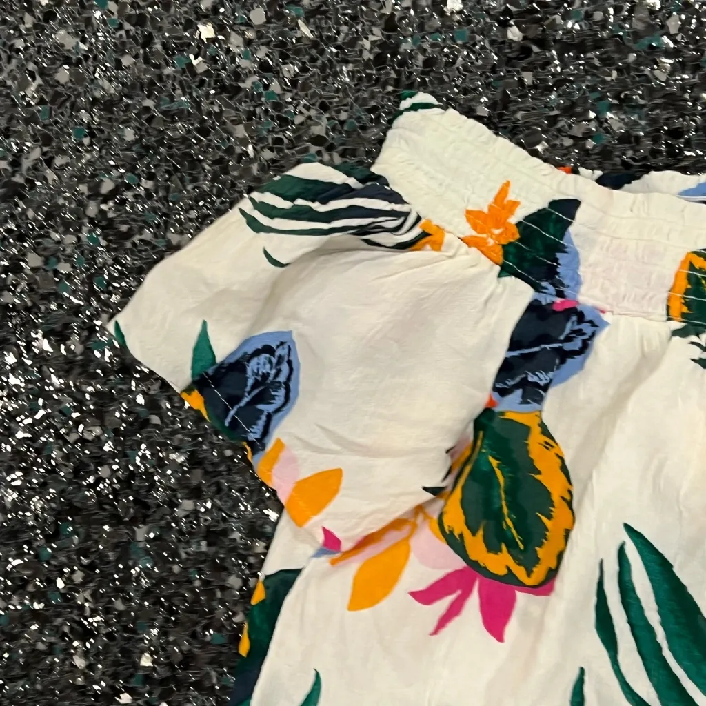 Old Navy Off The Shoulder Top Women's Small Floral Elbow Sleeve Beach Cruise - Image 2