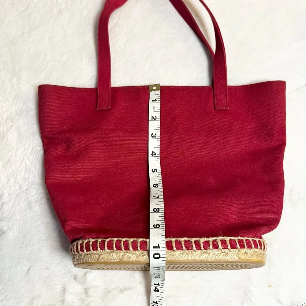 Eddie Bauer Red Canvas Tote Bag with Durable Rubber Bottom - Image 6