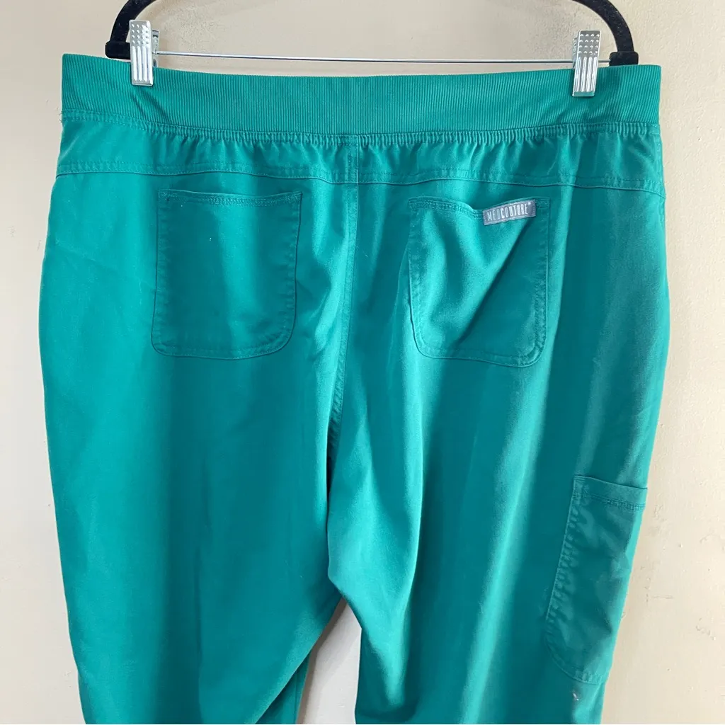 MED COUTURE Touch Hunter Green 2X Top XL Jogger Bottom Scrubs 2 - Image 11