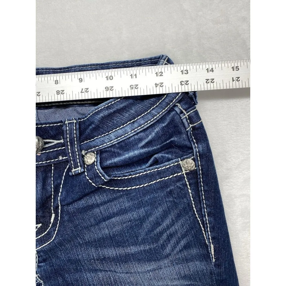 Miss Me Jeans Womens Size 25 cutoff jorts/shorts Bermuda Embellished flap Pocket - Image 2