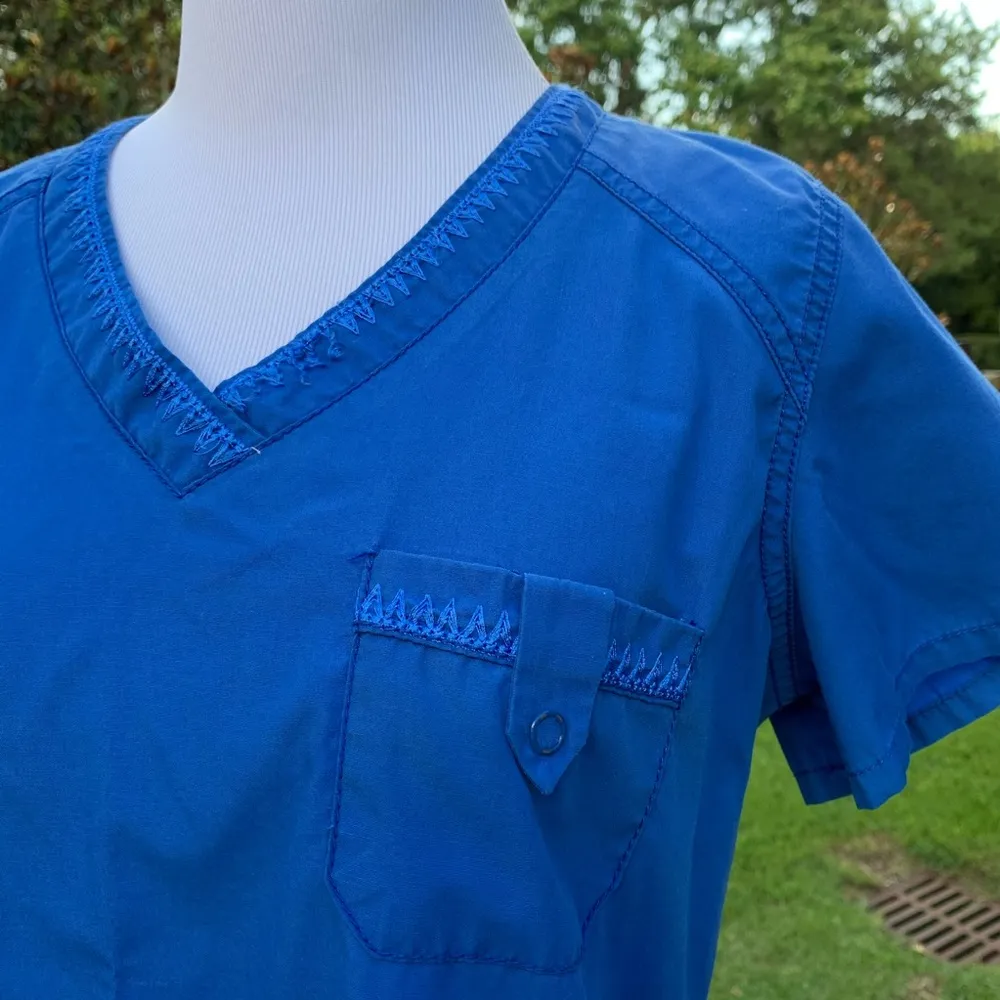 Peaches Royal Blue Scrub Top Small S - Image 2