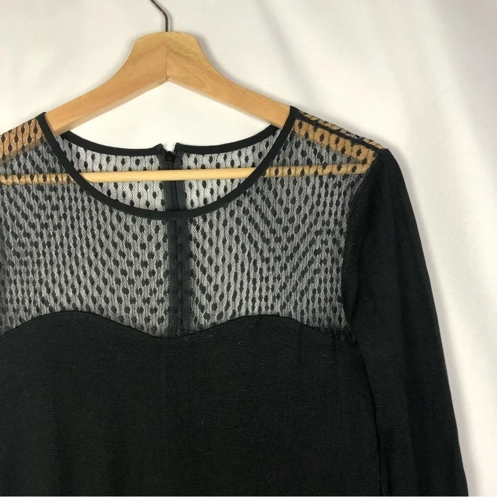 Diane Von Furstenberg Black Rosita Lace Long Sleeve Silk Sheath Dress S - Image 5