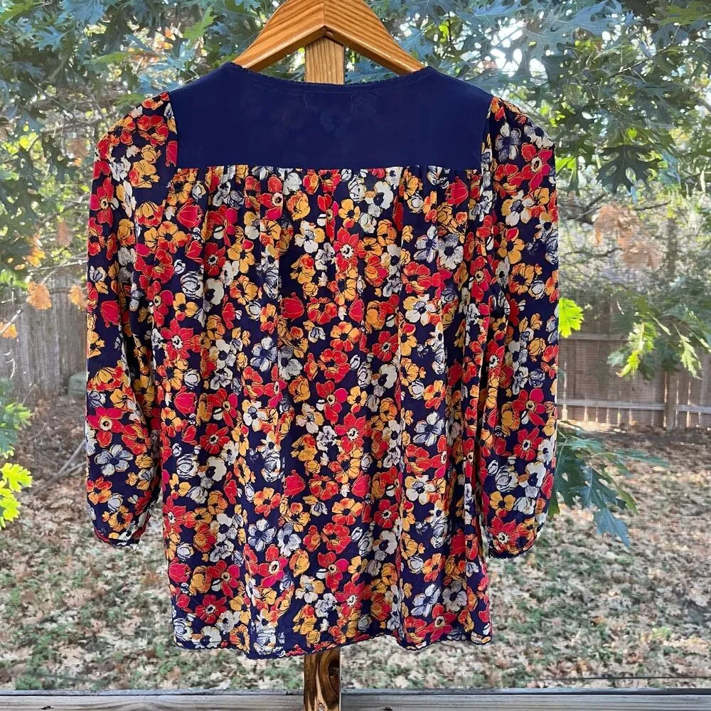 Anthropologie Porridge Colorful Floral 100% Silk Blouse Size S - Image 2