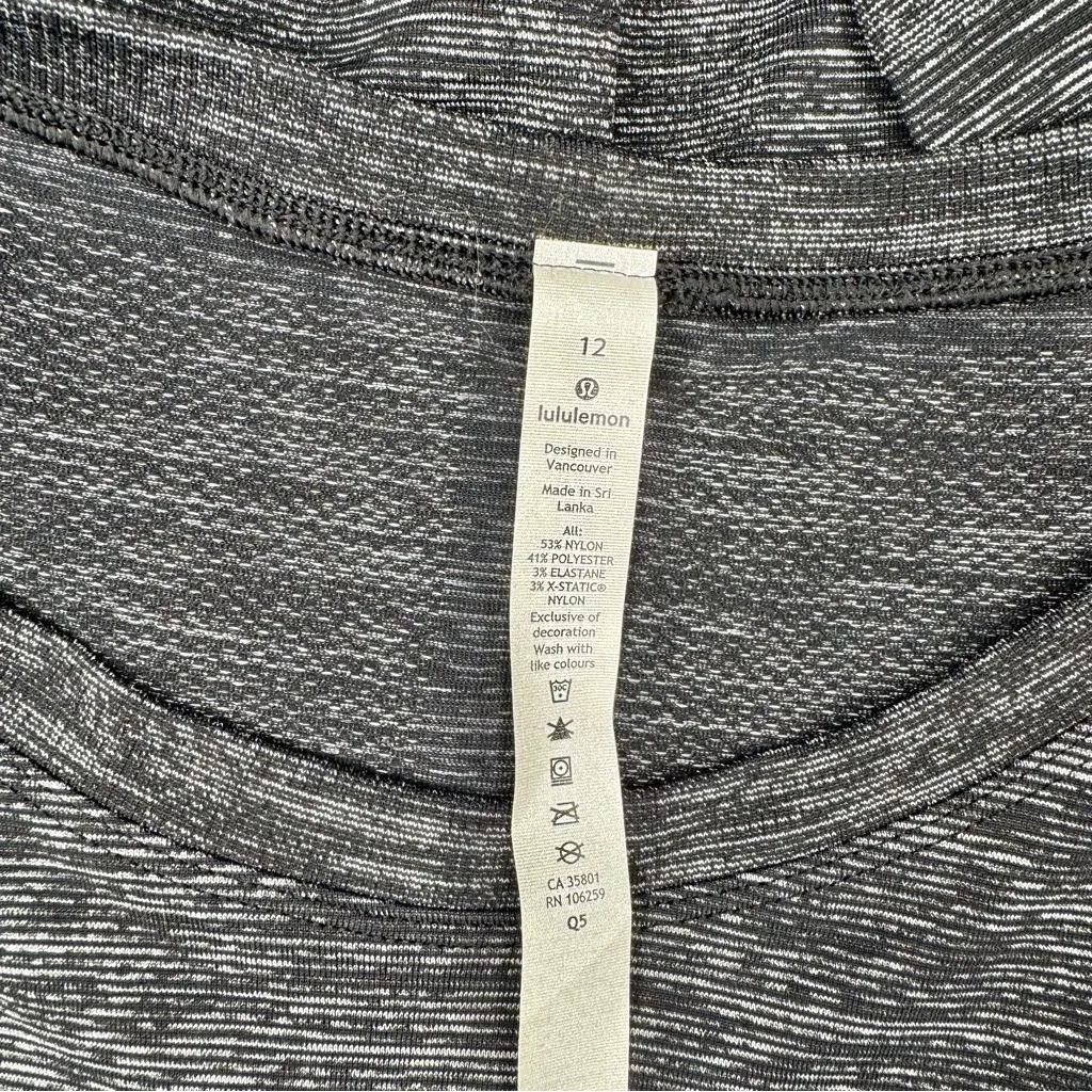 Lululemon Swiftly Relaxed Long Sleeve Athletic Shirt Black Micro Stripes 12 NWT - Image 6