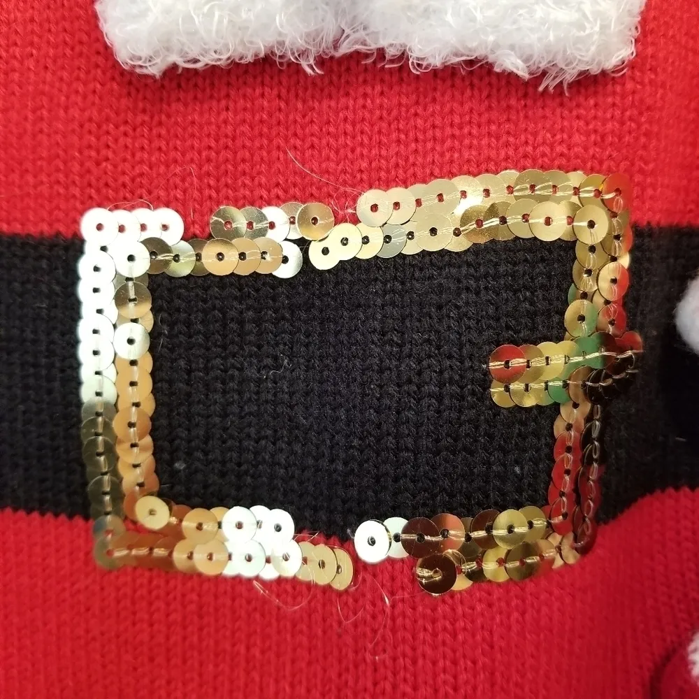 {L} Chirstmas Sweater Mrs Claus Santa Claus Belt Buckle Candy Cane Ugly Sweater - Image 6