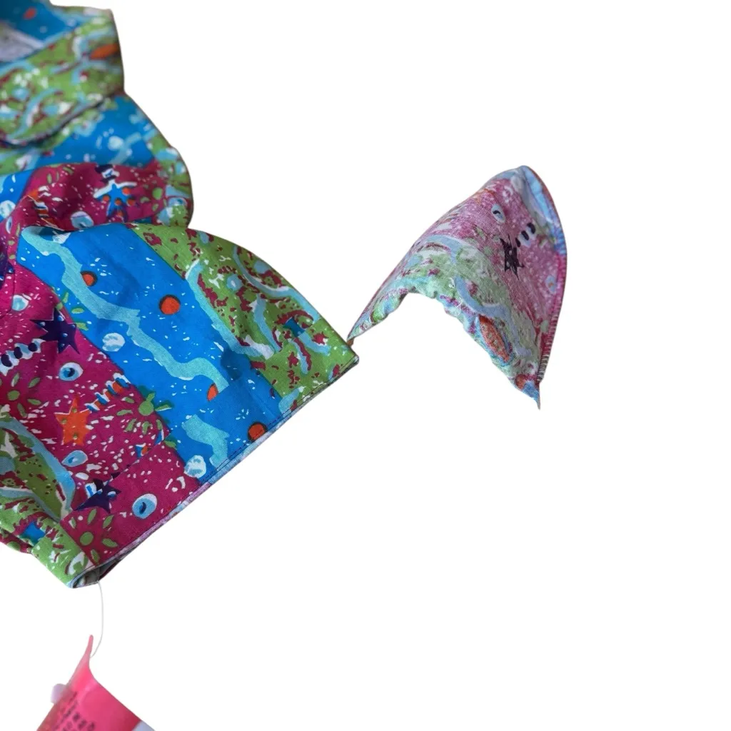 Dreams Vintage 80s NWT Cotton Romper Small Abstract Neon Print Button Playsuit Pink - Image 15